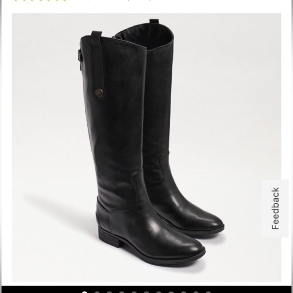 NWT SAM EDELMAN Penny Leather Riding Boots Size 9.5 Wide Calf